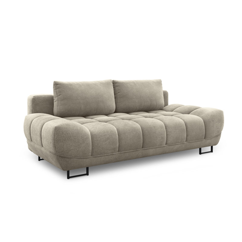 Nicolus 3 Seater Velvet Sofa Bed, Beige