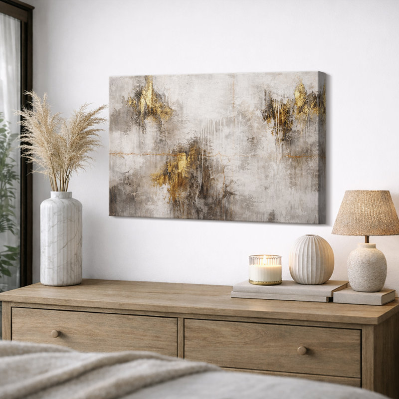 Œuvre d'art abstraite, neutre et rustique, photos de salon moderne, impression sur toile encadrée, Toile tendue