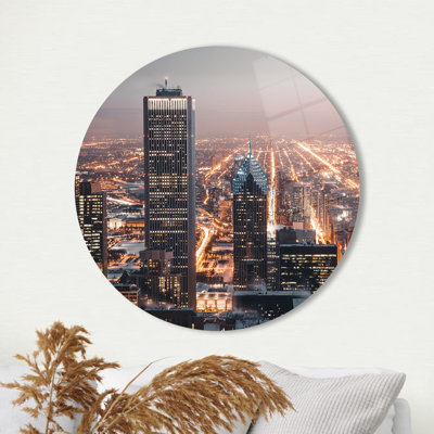 Night View Of The Chicago Wall Art Makes An Ideal Gift For The Home With Its Stunning City Wall Decor And Tempered Glass Perfect For Office And Room Wall Art