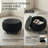 30.5 Inches Teddy Fleece Tufted Ottoman,Large Round Storage  Coffee Table with Wooden Tabletop,Black-1533319108