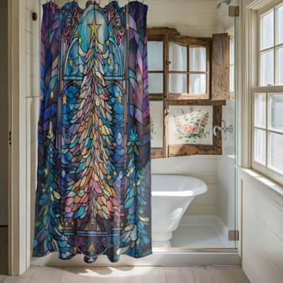 Glass Holiday Patterns - 1 Piece Standard Shower Curtain