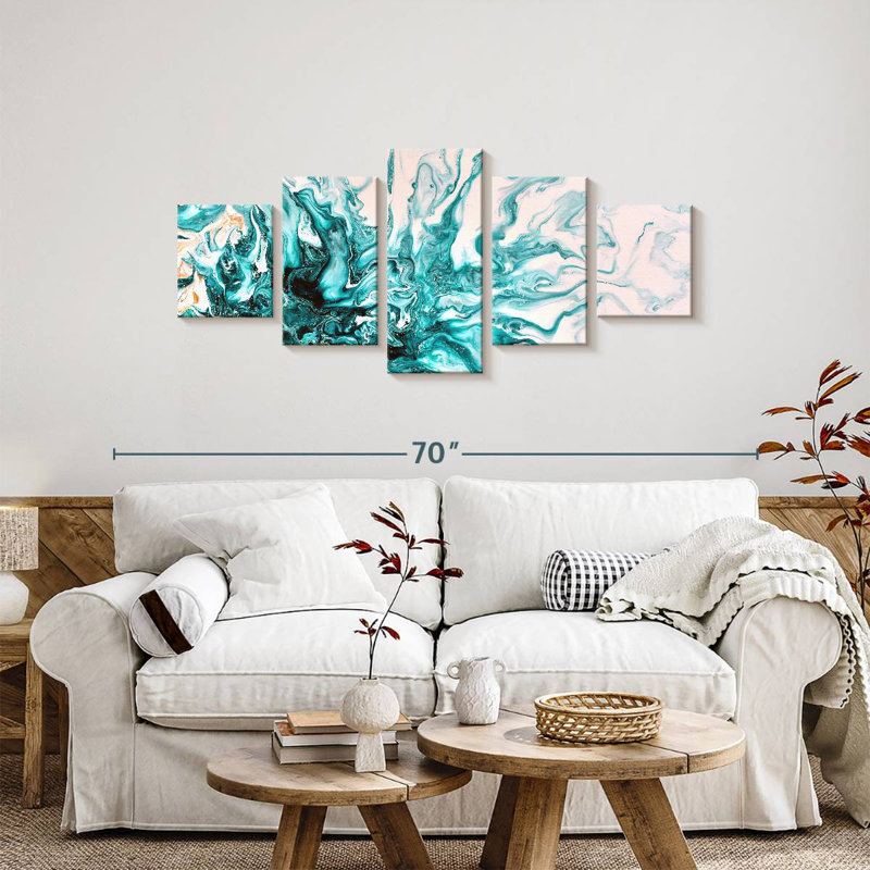 Avery Turquoise Dynamic Abstract, 24" H x 55" W