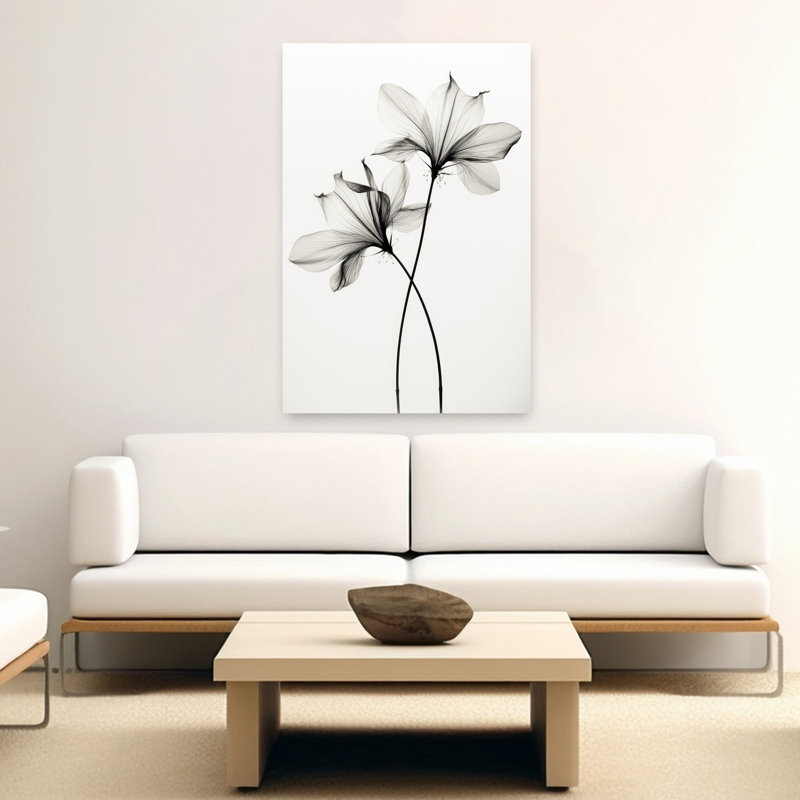 Art contemporain contemporain délicat, fleur élégante, H 60 po x l 40 po