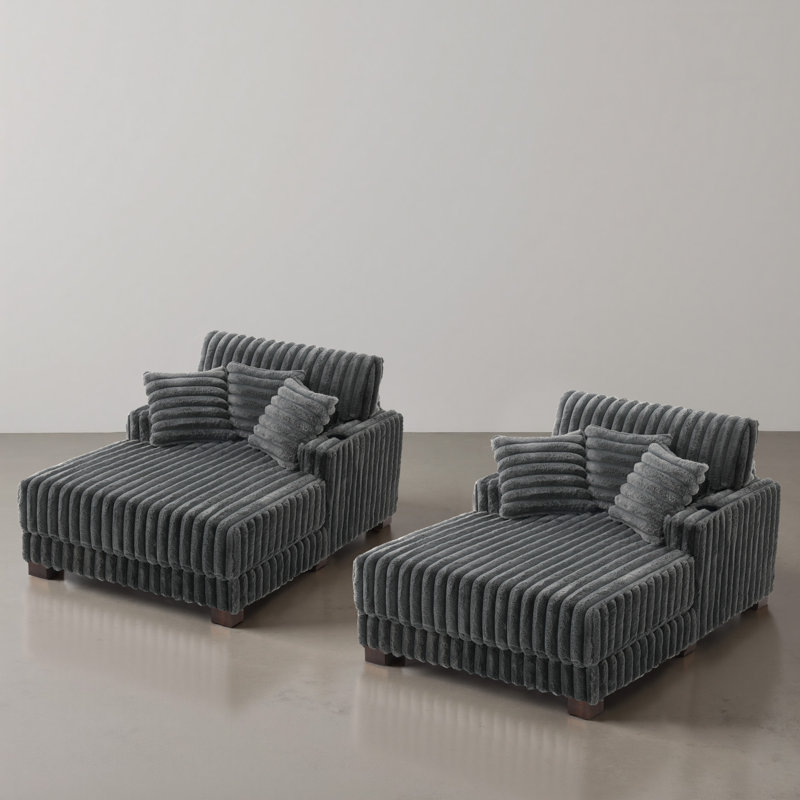 Upholstered Chaise Lounge, Dark Grey