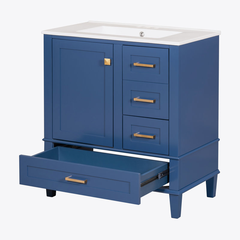Meuble-lavabo de salle de bain, armoire de salle de bain avec lavabo, armoire de rangement de salle de bain avec porte à fermeture douce