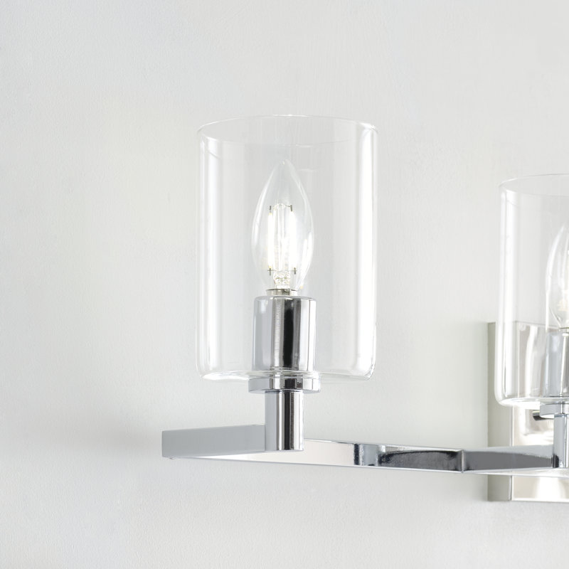 Chrome 4-Light Dimmable Vanity Fixture with Clear Glass Shades