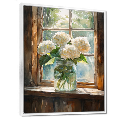 Ched Hydrangeas By The Window - Hydrangea, art mural sur toile