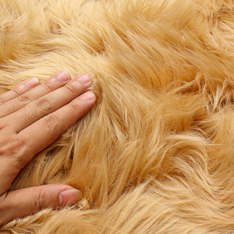 Solid Colour Faux Fur Shag Area Rug, Rectangle 76 x 114cm