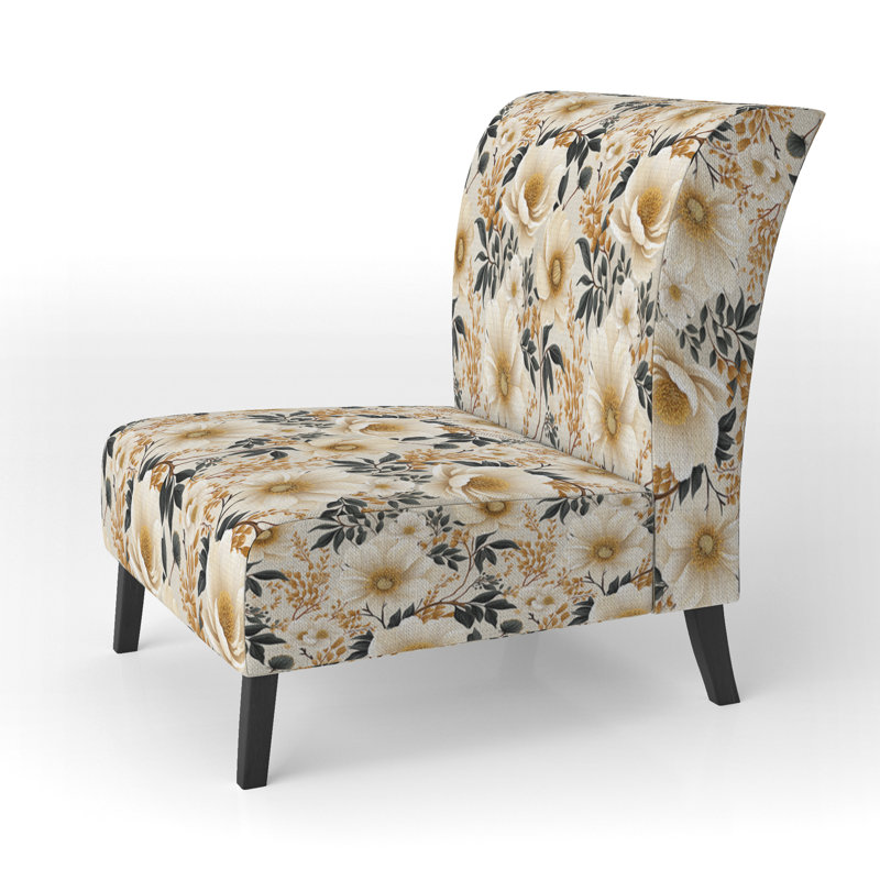 Fauteuil de chambre Vintage Ivory Flower Symphony II - rembourré Cottage