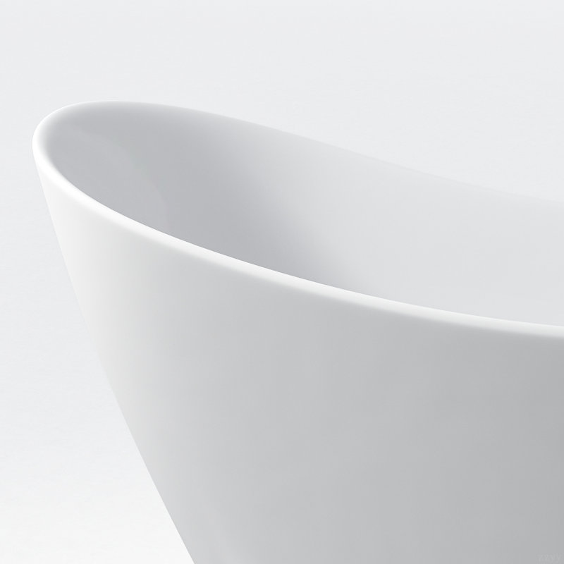Acrylic Freestanding Tub, Gloss White,  With Chrome Overflow And Pop-Up Drain,