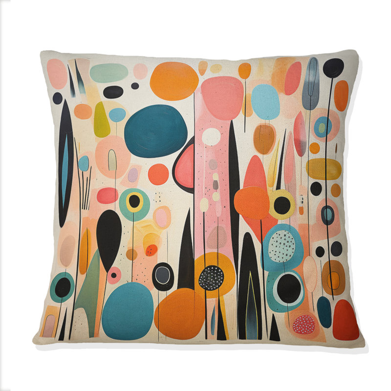 Coussin rose Mid Century Playful Patterns II - Abstract Midcentury