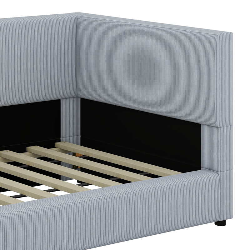 L-Shaped Corduroy Daybed, Gray, Twin