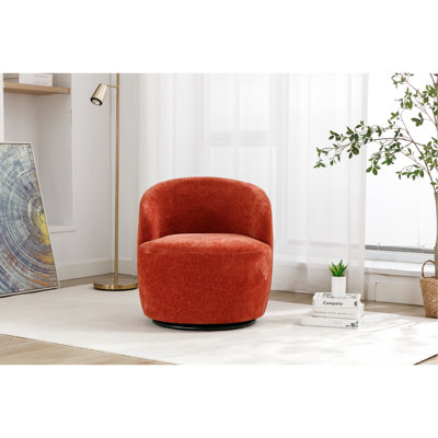 Chaise pivotante en chenille remplie de mousse, orange, avec un élégant tissu d'aspect rembourré pour un siège de soutien
