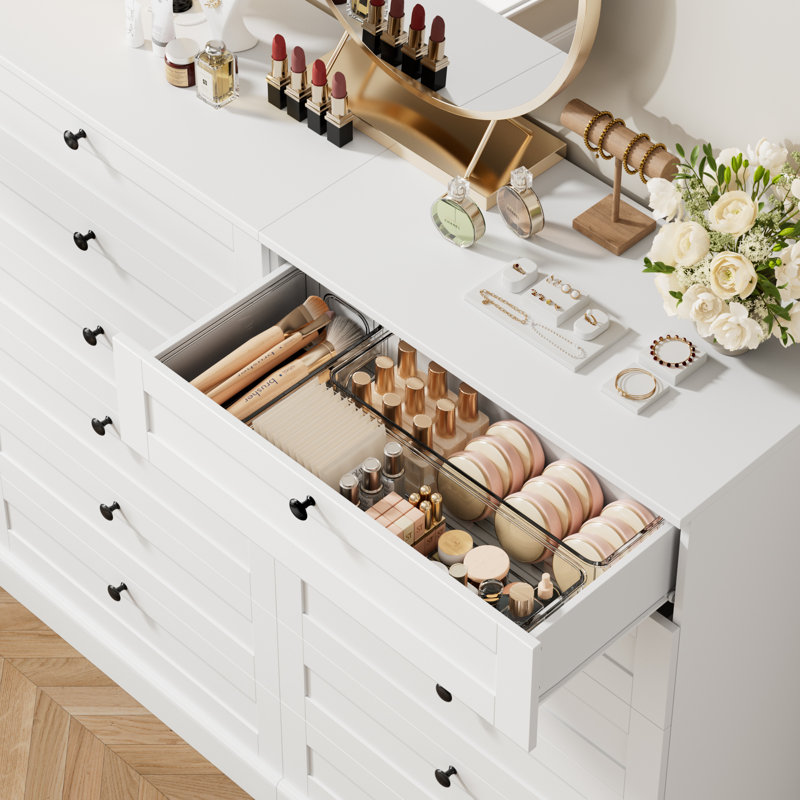 Commode verticale 6 tiroirs Sumekh, Blanc