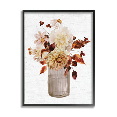 " Lovely Autumnal Flower Bouquet Rustic Grain Pattern " by Lettered And Lined