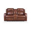 Cheyenne Dual Power Console Lay Flat Leather Loveseat, Saddle
