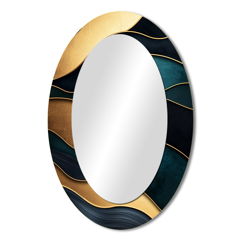 Miroir mural ovale en marbre Soft Coastal Balance I, 36 po x 24 po