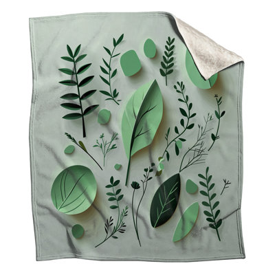 Leaves Fleece Throw Blanket - Nature Throws for Sofas or Beds