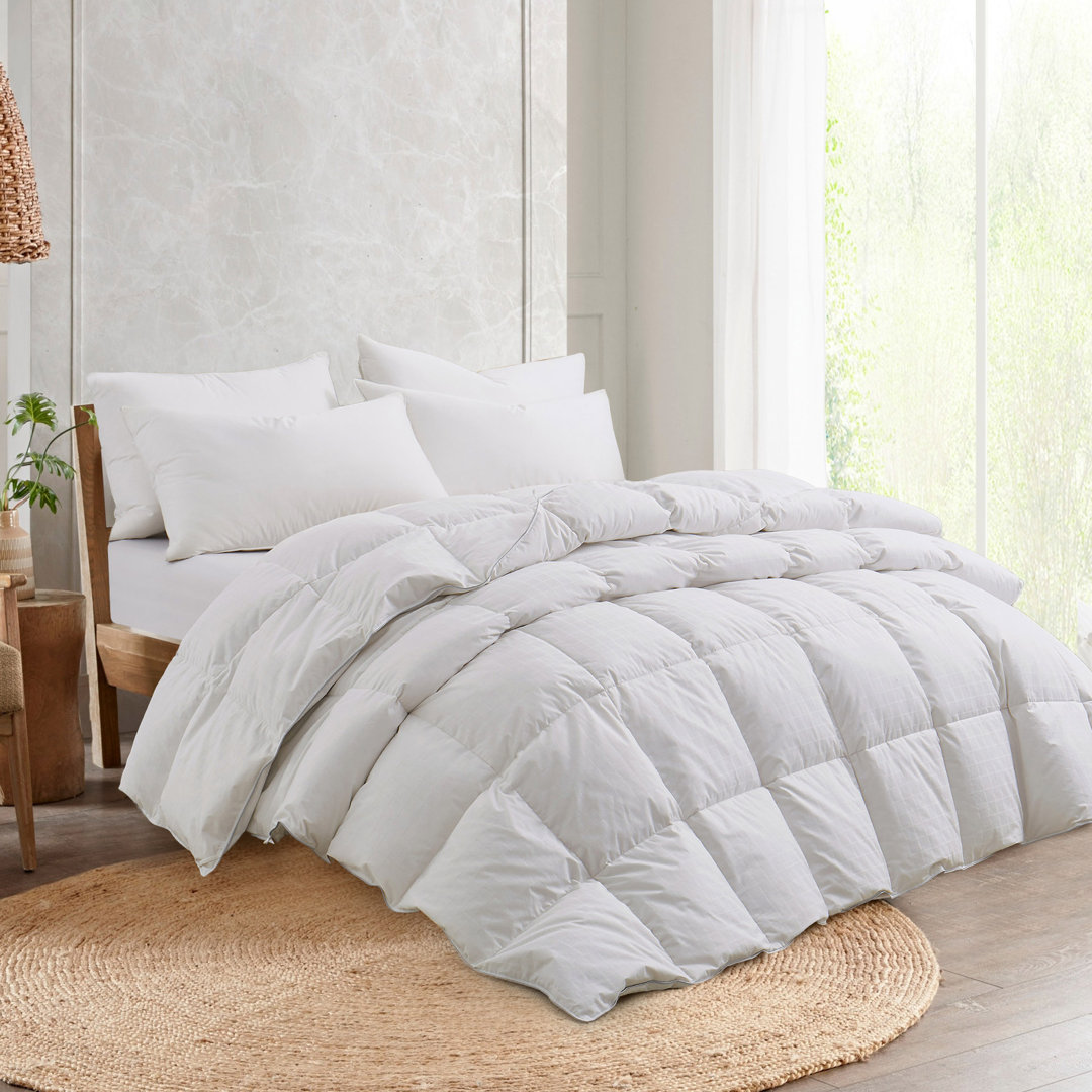 All Season White Goose Feather Fiber Comforter Alwyn Home Bed 