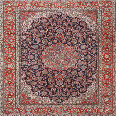 Tapis rouge/beige/noir traditionnel