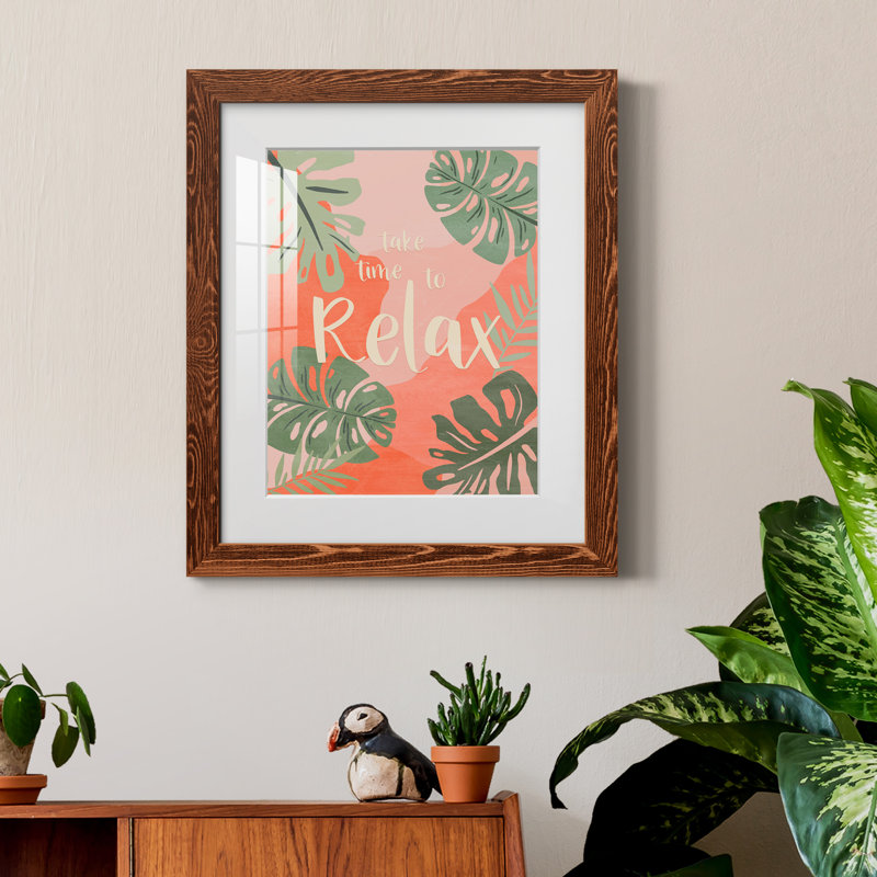 " Take Time ", 24" H x 18" W x 1.5" D, Brown Framed Paper