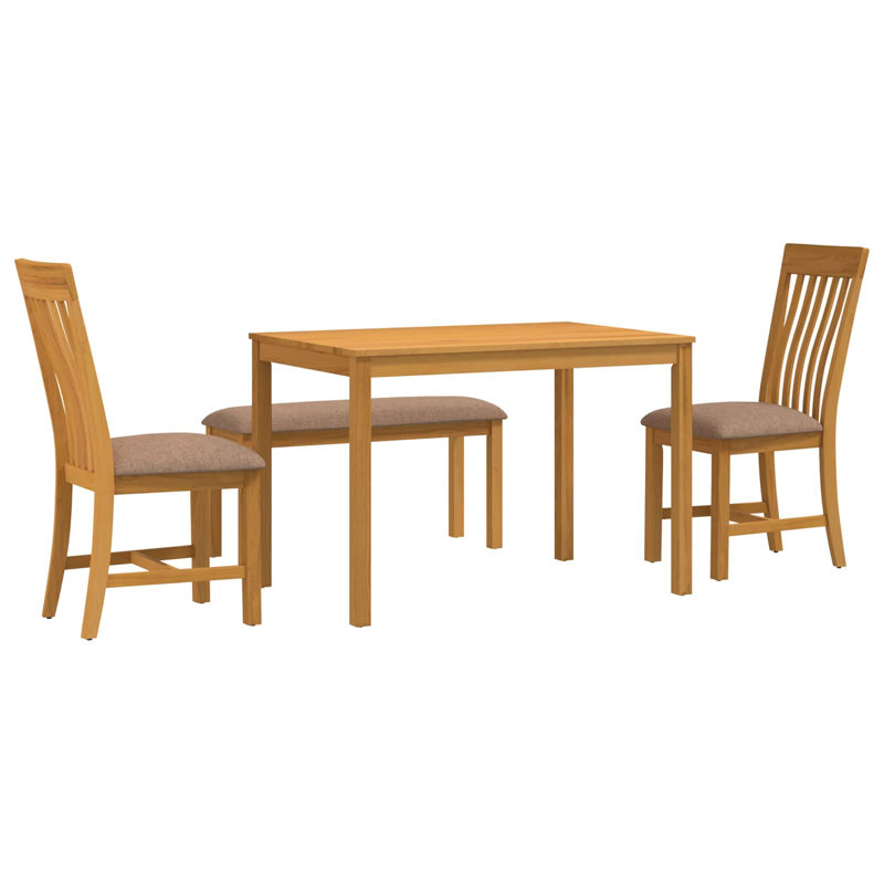Oak Solid Wood Dining Set, Grey, Grey, Grey, Grey, 4