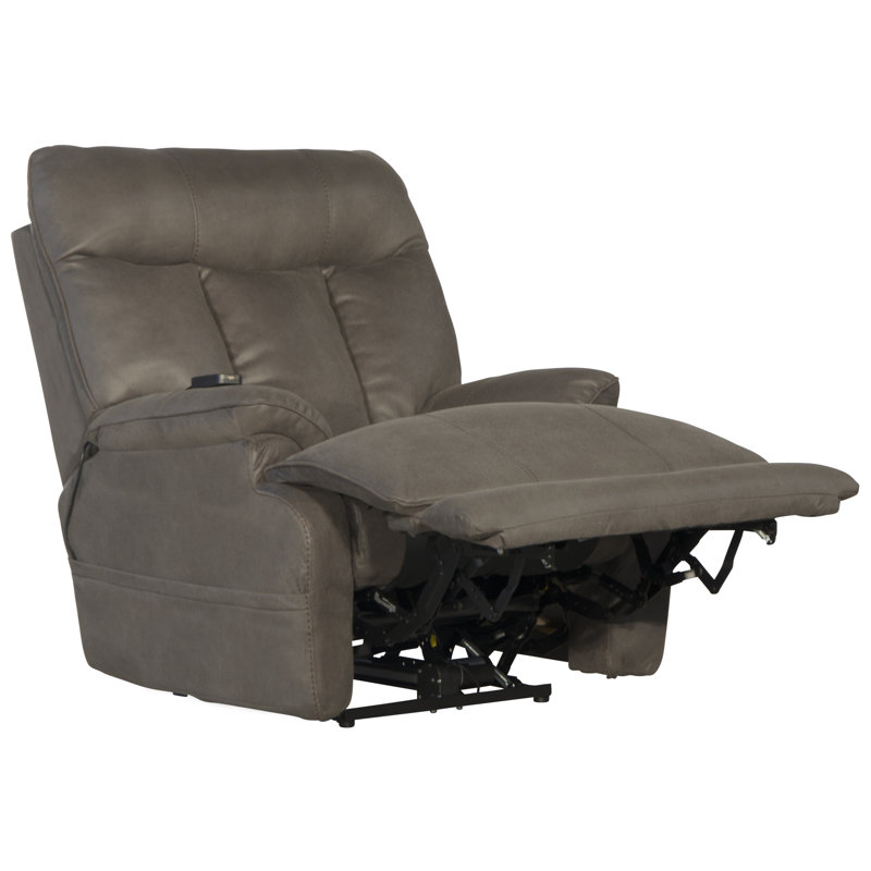 Anders Power Lay Flat Recliner w/ Adjustable Headrest & Lumbar, Heat & Massage & Extension Footrest, Charcoal Polyester