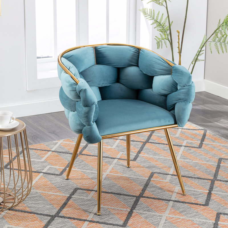 Hummera Upholstered Accent Chair, Blue Velvet, 1