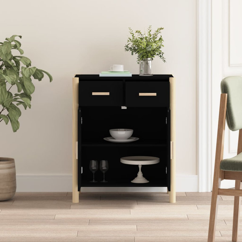 Keden Solid Wood Accent Cabinet, Black