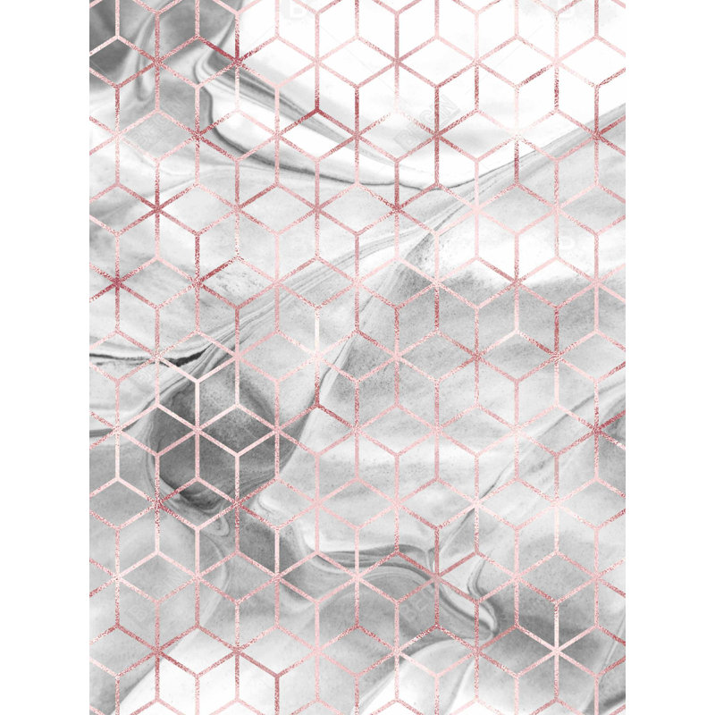 Symmetry - Toile de bureau moderne pour une décoration intérieure élégante, Gris / Rose, H 48 po x l 36 po
