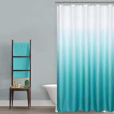 Mermaid Shower Curtain For Bathroom Decor, Water Resistant Fabric With Ombre Fade Effect, Textured Dot Pattern Design, Includes Metal Grommets And Hooks, 70X72 Inches