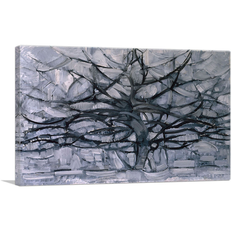 "Arbre gris" par Piet Mondrian, reproduction d'art sur toile tendue, H 18 po x l 26 po x P 0,75 po