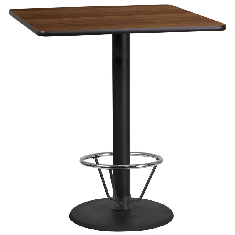 Plateau de table rectangulaire en stratifié avec base ronde et anneau de pied Basnight, Noyer