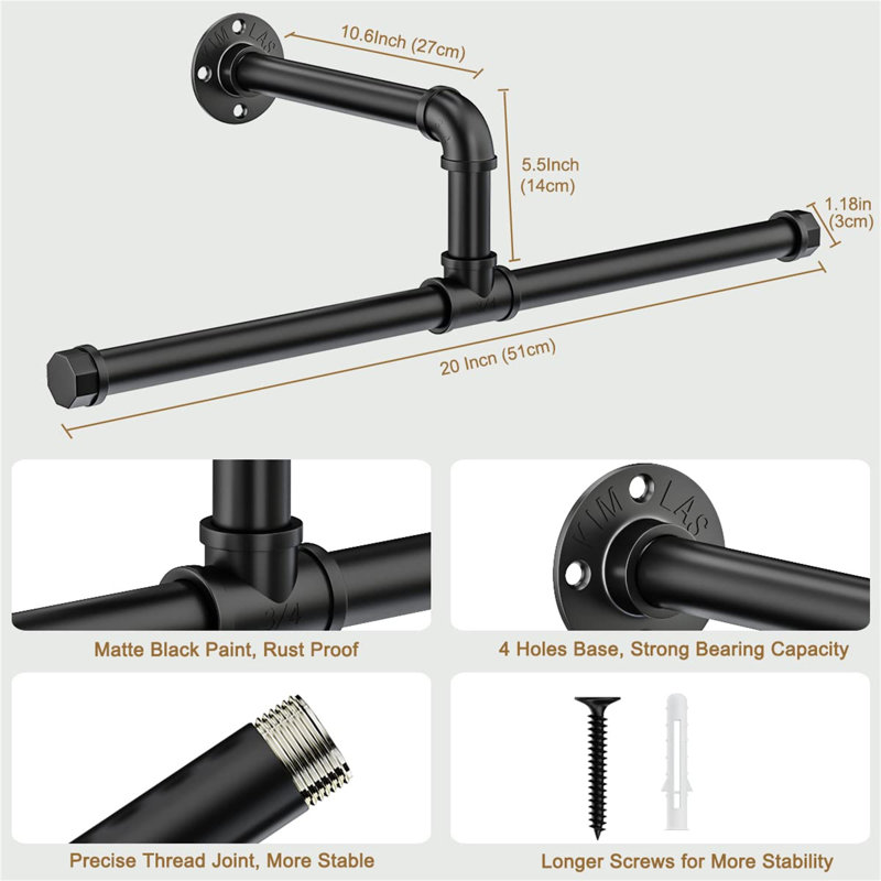 Syston 10cm Wall Mounted Clothes Rack