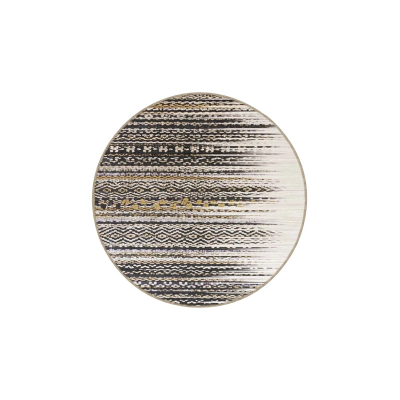 Cross Embroidered Fluffy Woven Base Washable Carpet, Round 4'