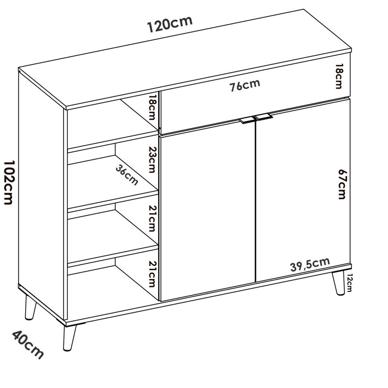 Shoup 119 Cm Wide 1 Drawer Highboard