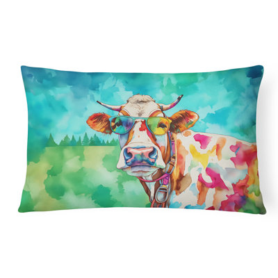 Hippie Animal Cow Throw Pillow