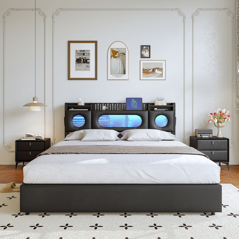 Upholstered Bed, European Double (140 x 200 cm), Black