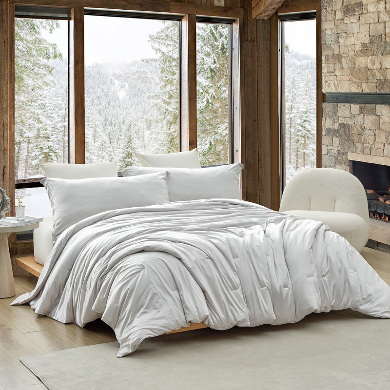 Satin Summer - Coma Inducer® Oversized King Comforter Set - Whispy Gray Clouds, Gray, King Comforter + 2 King Shams