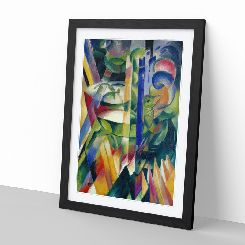 The Little Mountain Goats by Franz Marc - Picture Frame Graphic Art, 90cm H x 65cm W x 2cm D, Black Framed