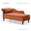 Méridienne 2 places en velours avec rangement, garniture cloutée, pieds en bois massif, orange - Élégante et spacieuse option de sièges rembourrés avec boutons de rangement capitonnés et fonctionnels-633619756
