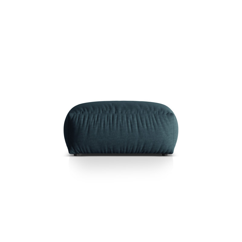 Carlens 106cm Wide Solid Colour Pouffe Ottoman, Blue Jeans