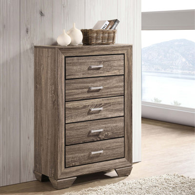 Commode de chambre 5 tiroirs délavé taupe