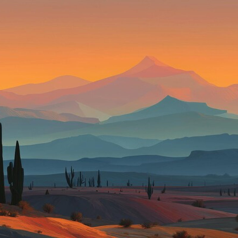 Sunset Desert Mountains Mural, 9" L x 192" W