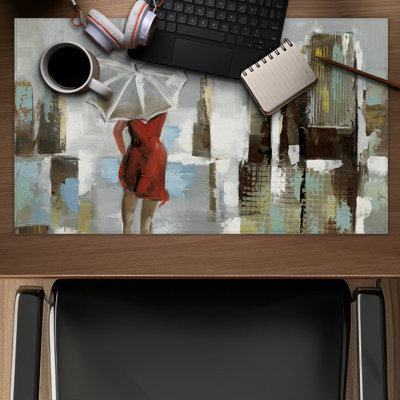 Red dress woman - 14.00"x24.25" Desk mat