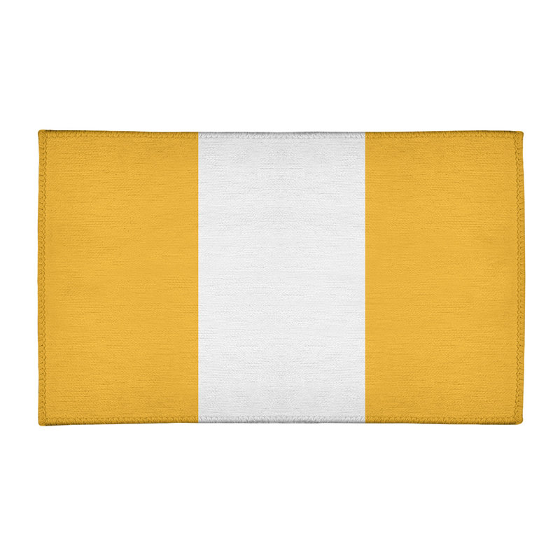 Tapis doré/blanc rayé, Rectangle 3 pi x 5 pi