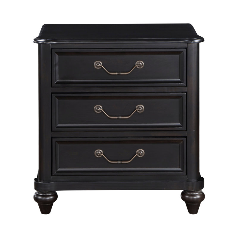 Table de chevet de chambre à coucher, table de chevet de conception classique avec 3 tiroirs