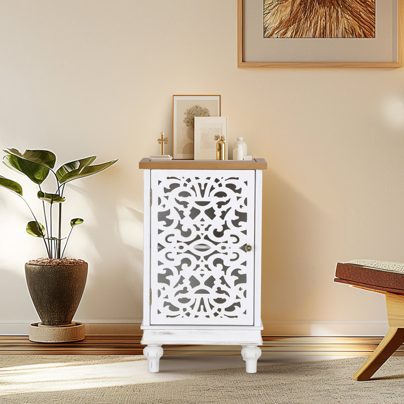 2 - Door Rectangle Accent Cabinet, White