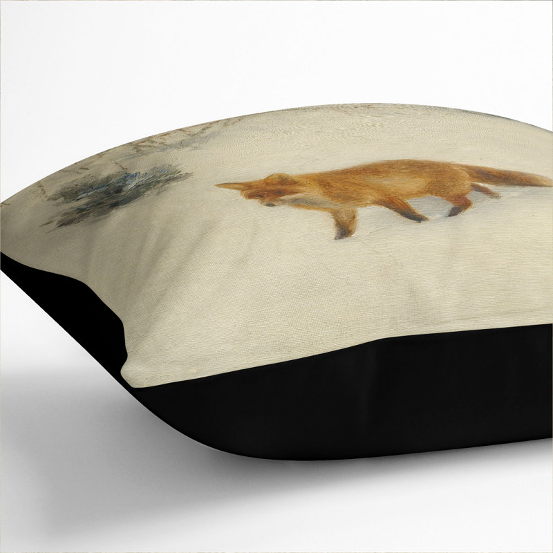 Fox in the Snow Vol.8 Scatter Cushion, 40cm H x 40cm W x 15cm D, Black