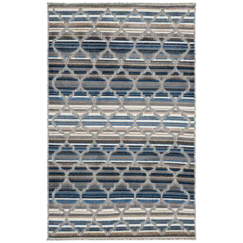 Tapis d'intérieur / extérieur à motif géométrique Longridge Performance, Rectangulaire 3 pi x 5 pi